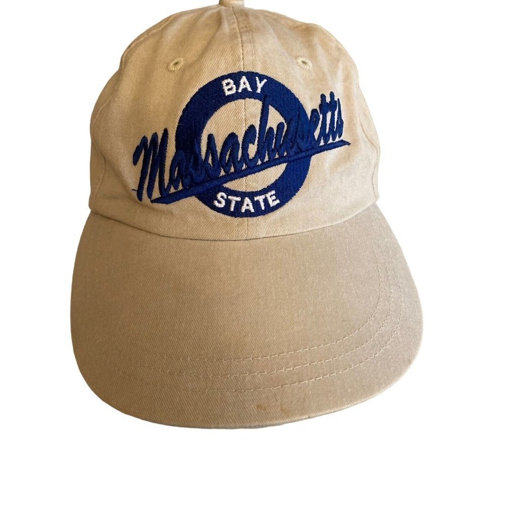 Massachusetts Bay State Cap Hat Adjustable Khaki One Size Souvenir